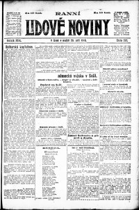 Lidov noviny z 29.9.1918, edice 1, strana 1