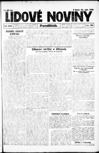 Lidov noviny z 29.9.1919, edice 1, strana 1