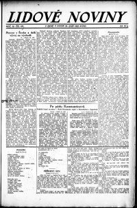 Lidov noviny z 29.9.1922, edice 1, strana 1