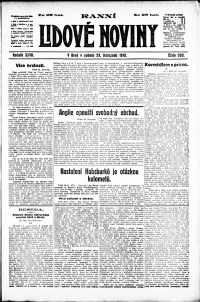 Lidov noviny z 29.11.1919, edice 1, strana 1