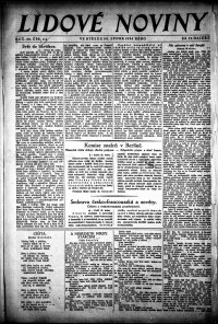 Lidov noviny z 30.1.1924, edice 1, strana 1