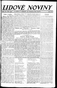 Lidov noviny z 30.4.1921, edice 1, strana 1