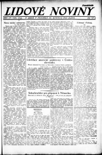 Lidov noviny z 30.5.1921, edice 1, strana 1