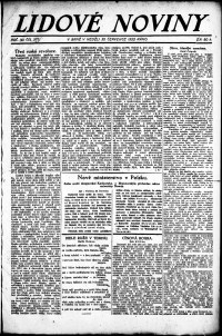 Lidov noviny z 30.7.1922, edice 1, strana 1