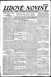 Lidov noviny z 30.8.1920, edice 1, strana 1