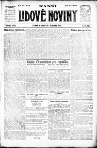 Lidov noviny z 30.11.1919, edice 1, strana 1