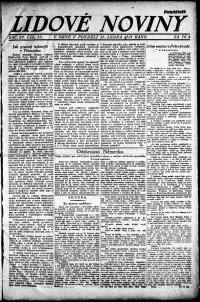 Lidov noviny z 31.1.1921, edice 1, strana 1