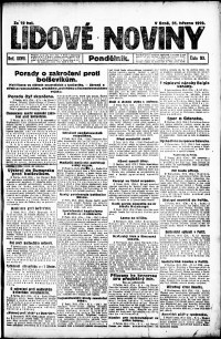 Lidov noviny z 31.3.1919, edice 1, strana 1