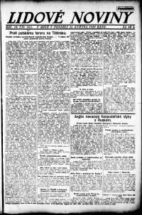 Lidov noviny z 31.5.1920, edice 1, strana 1