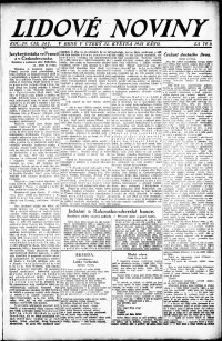 Lidov noviny z 31.5.1921, edice 1, strana 1
