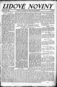 Lidov noviny z 31.8.1922, edice 2, strana 1